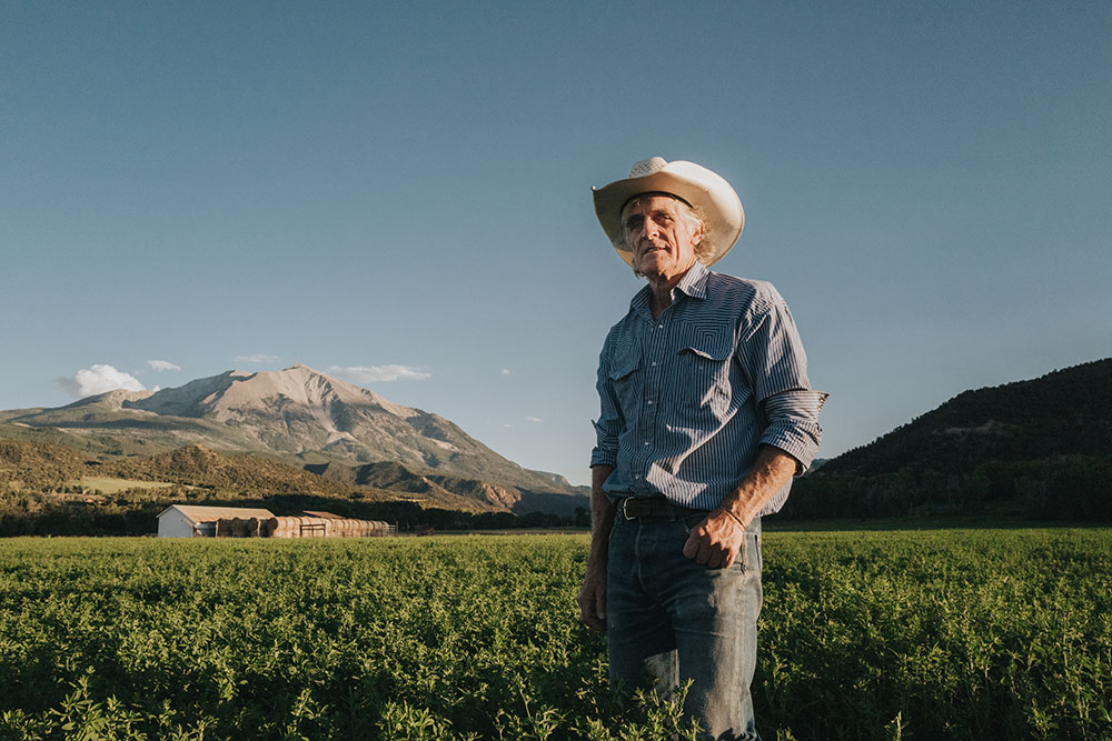 Bill Fales standing in his pasture